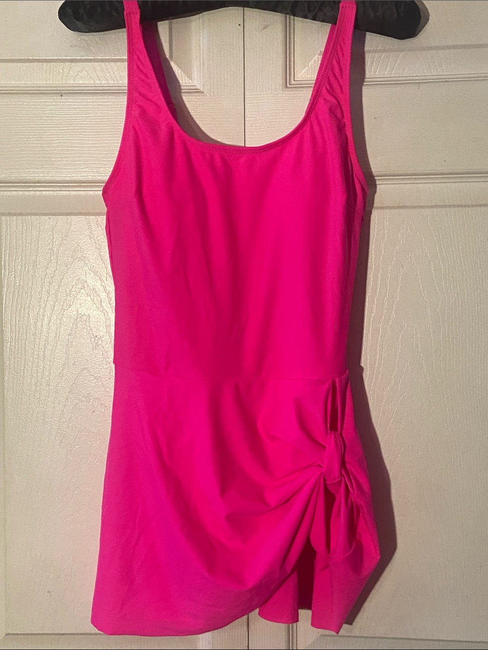 One-Piece Swimsuit in Bright Pink with Side Tie Sz L